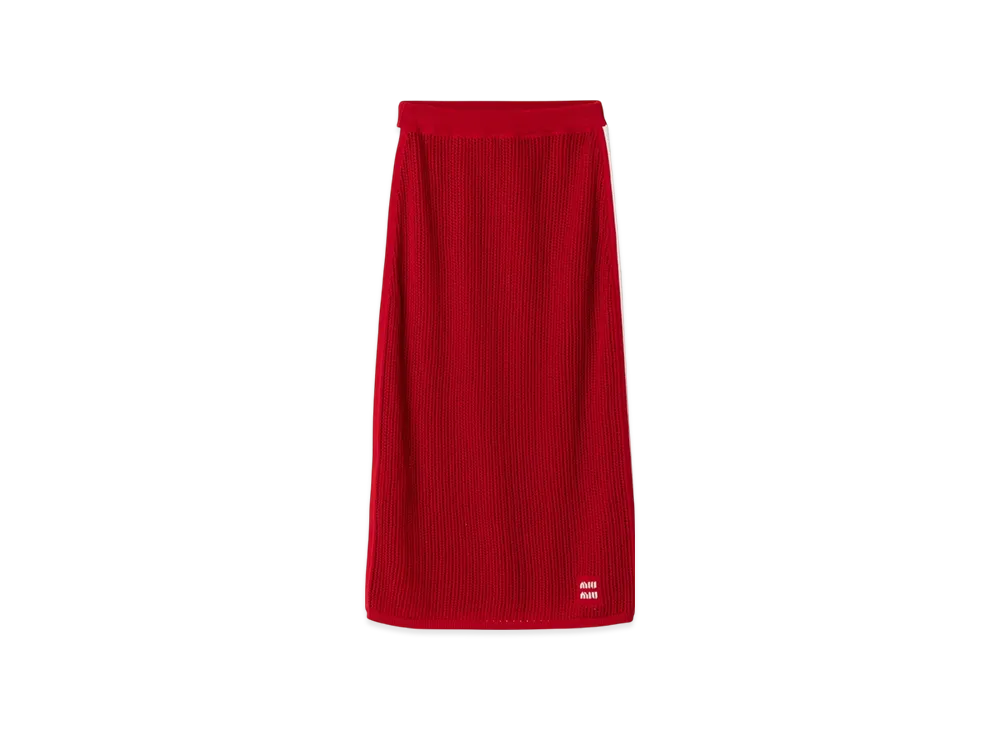MIU MIU Women's Cotton Skirt "Red/White"