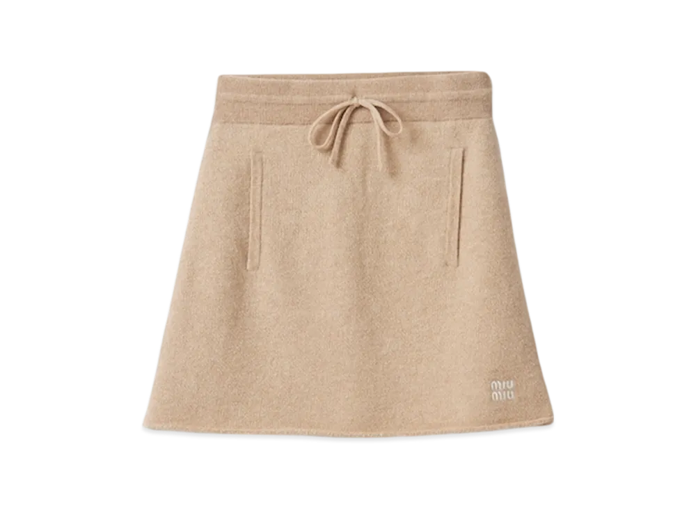 MIU MIU Women's Wool and Cashmere Skirt "Sand Beige"