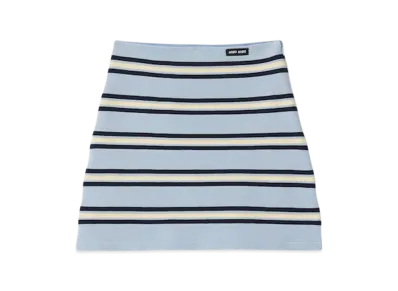 MIU MIU Women's Silk and Cotton Miniskirt "Light Blue"