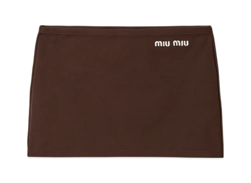 MIU MIU Technical Yarn Mini Skirt "Cocoa Brown"