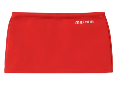 MIU MIU Technical Yarn Mini Skirt "Red"