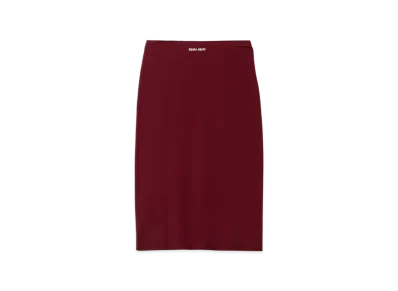 MIU MIU Women's Viscose Skirt "Amaranth Red/Maize Yellow"