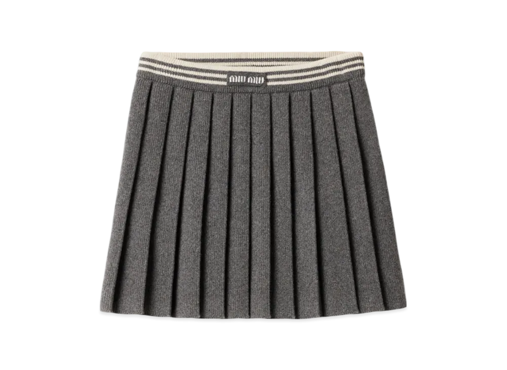 MIU MIU Wool and Cashmere Skirt "Slate Grey"