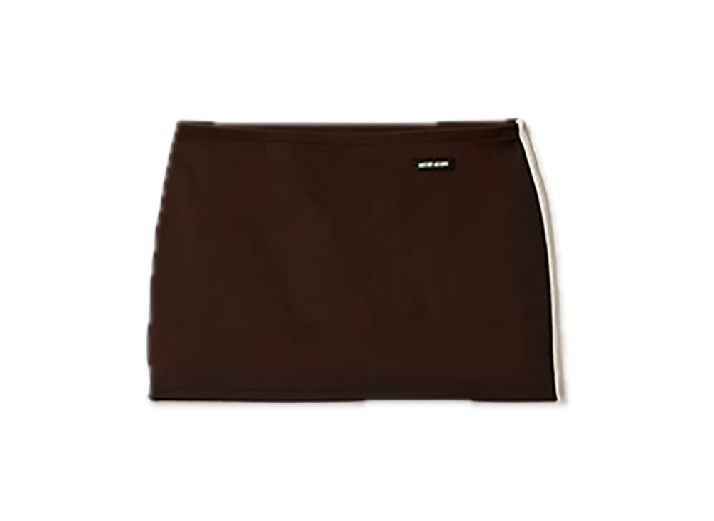 MIU MIU Technical Yarn Miniskirt "Dark Brown/White"