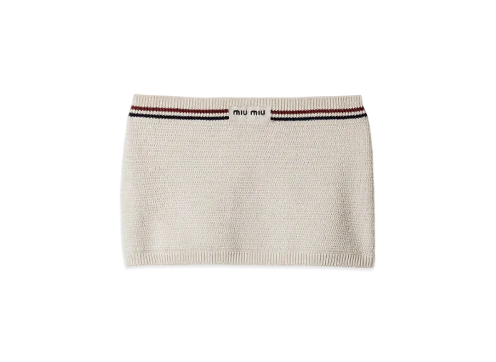 MIUMIU Women's Cotton Knit Miniskirt "Natural"