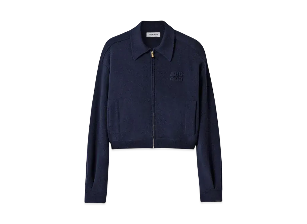 MIUMIU Women's Wool and Cashmere Blouson Jacket "Navy"