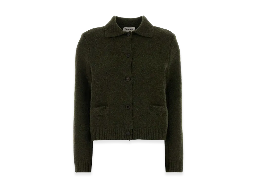 MIU MIU Women's Wool Cardigan "Bottle Green"