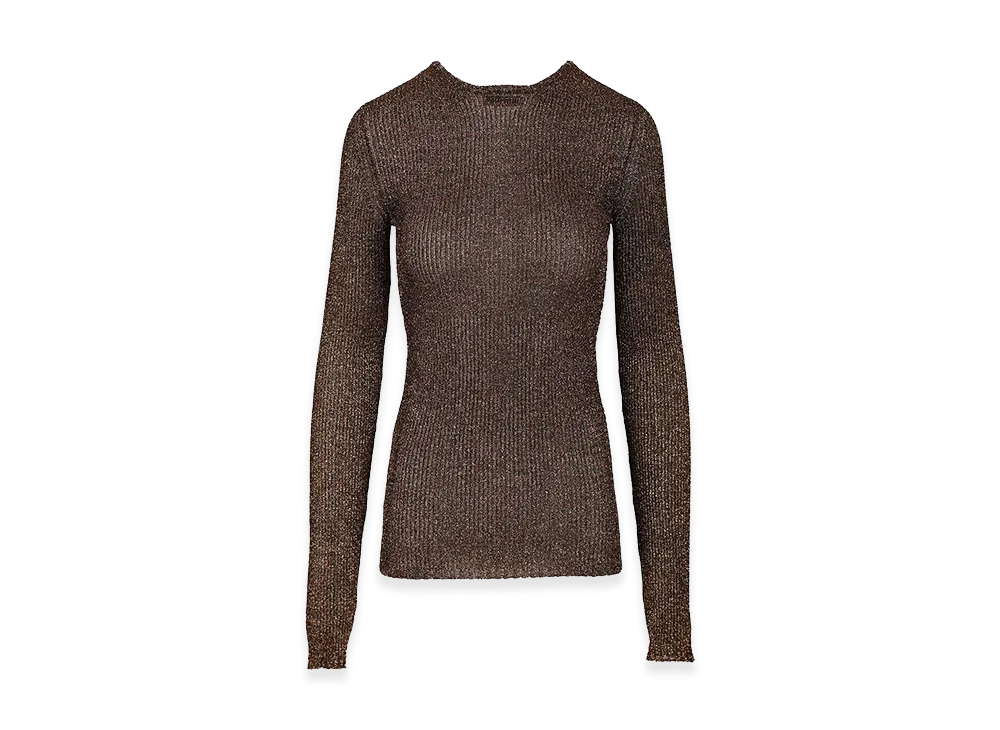 MIU MIU Women's Viscose Blend T-Shirt "Brown/Gold"