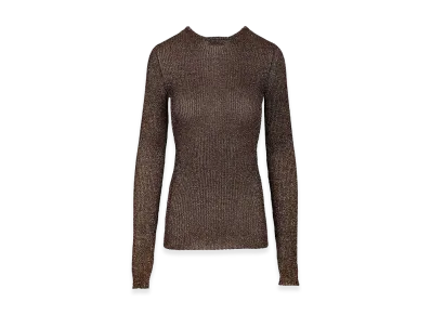 MIU MIU Women's Viscose Blend T-Shirt "Brown/Gold"