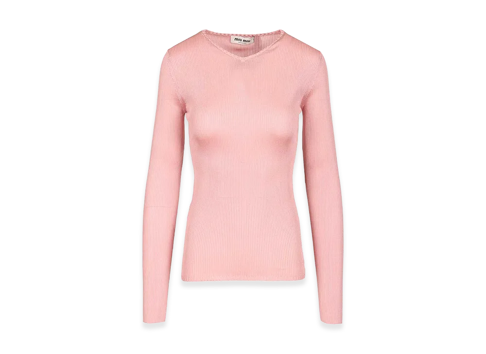 MIU MIU Women's Silk T-Shirt "Pink"