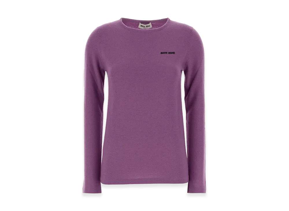 MIU MIU Women's Wool Blend Sweater "Purple"