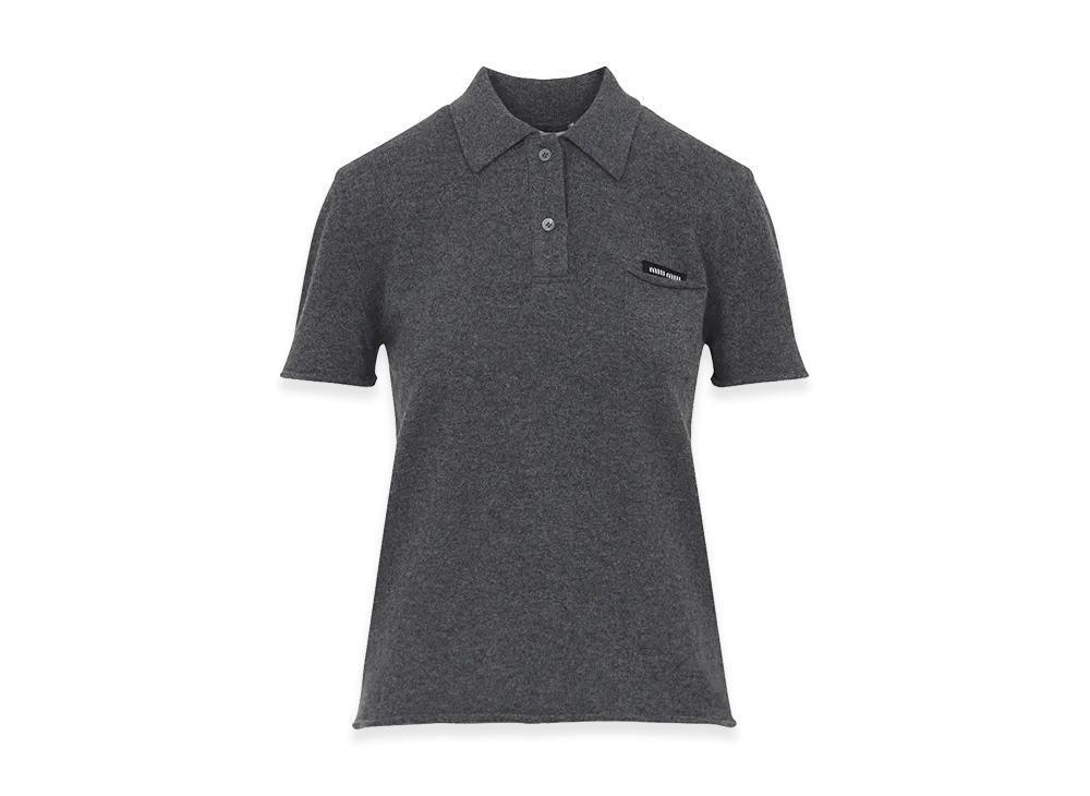 MIU MIU Women's Lamswool Washed F.12 Polo Shirt "Gray"