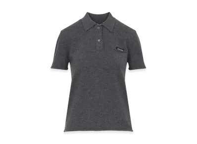 MIU MIU Women's Lamswool Washed F.12 Polo Shirt "Gray"