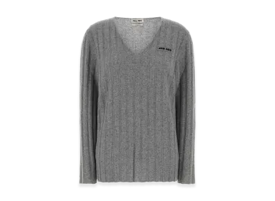 MIU MIU Women's Wool Blend Sweater "Gray"