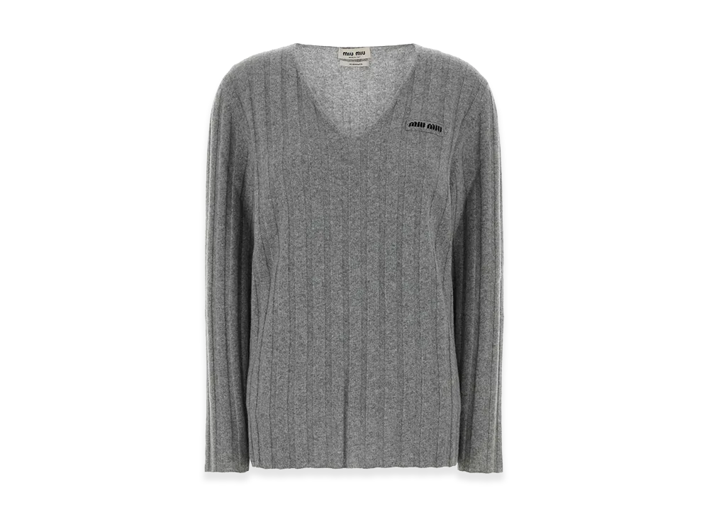 MIU MIU Women's Wool Blend Sweater "Gray"