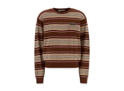MIU MIU Women's Embroidered Chenille Sweater "Brown"