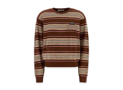 MIU MIU Women's Embroidered Chenille Sweater "Brown"