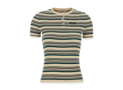 MIU MIU Women's Embroidered cotton T-shirt "Beige/Multicolor"