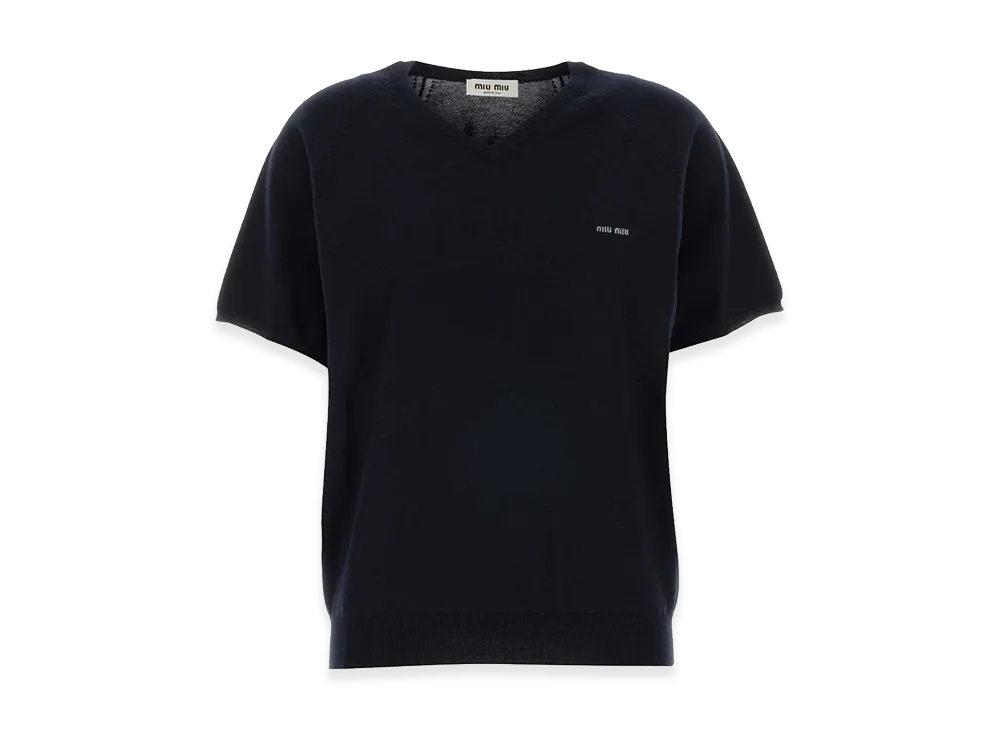 MIU MIU Women's Wool Sweater "Gray/Midnight Blue"
