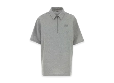 MIU MIU Women's Cotton Blend Oversize Polo Shirt "Gray"