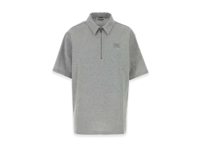 MIU MIU Women's Cotton Blend Oversize Polo Shirt "Gray"