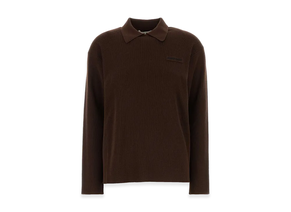 MIU MIU Women's Wool Polo Shirt "Brown/Chocolate"