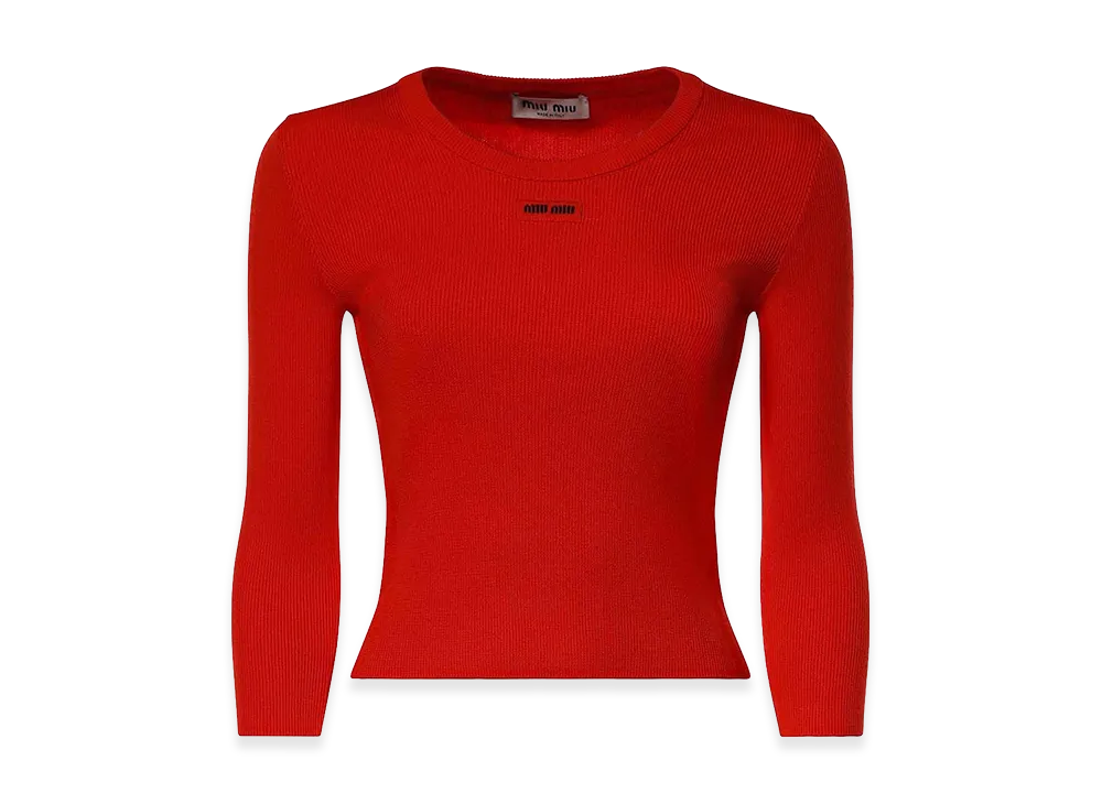 MIU MIU Women's Cotton Crew-Neck Jumper "Orange"