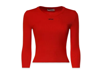 MIU MIU Women's Cotton Crew-Neck Jumper "Orange"