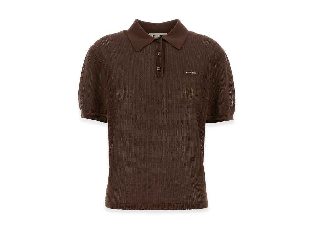 MIU MIU Women's Cotton Polo Shirt "Chocolate Brown"