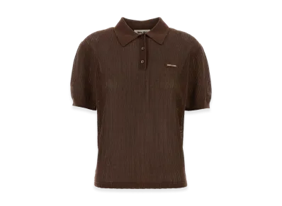 MIU MIU Women's Cotton Polo Shirt "Chocolate Brown"