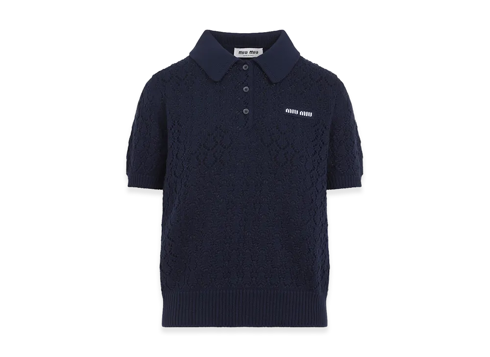 MIU MIU Women's Crochet Polo Shirt "Blue"