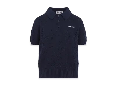 MIU MIU Women's Crochet Polo Shirt "Blue"