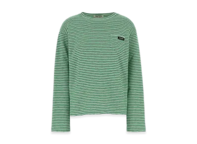 MIU MIU Women's Embroidered Cotton Blend Oversize T-Shirt "Green"