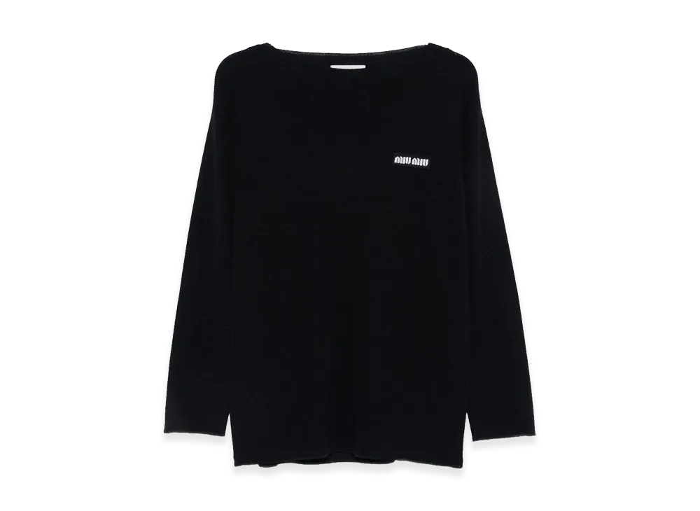 MIU MIU Women's Wool Oversize Sweater "Navy Blue"