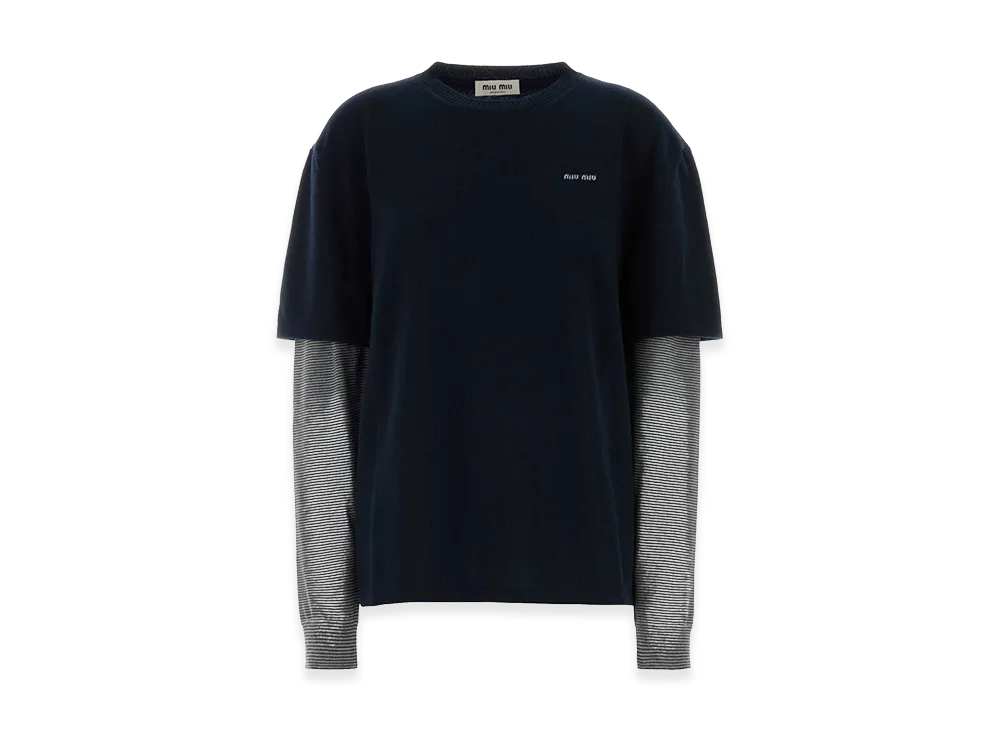 MIU MIU Women's Wool Blend Sweater "Midnight Blue"