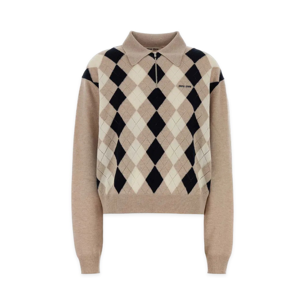 MIU MIU Women's Cashmere Polo Shirt "Beige"