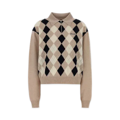 MIU MIU Women's Cashmere Polo Shirt "Beige"