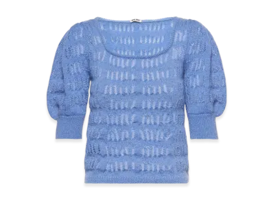 MIU MIU Women's Cropped Mohair Sweater "Astro Blue"