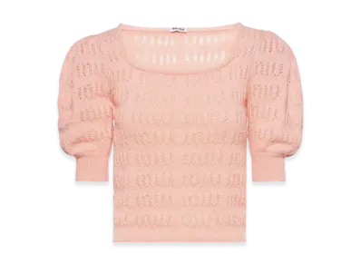 MIU MIU Women's Cropped Mohair Sweater "Powder Pink"