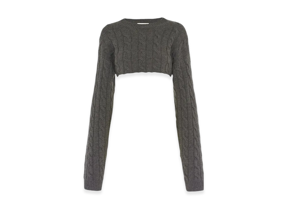 MIU MIU Women's Cropped Cashmere Sweater "Grey"