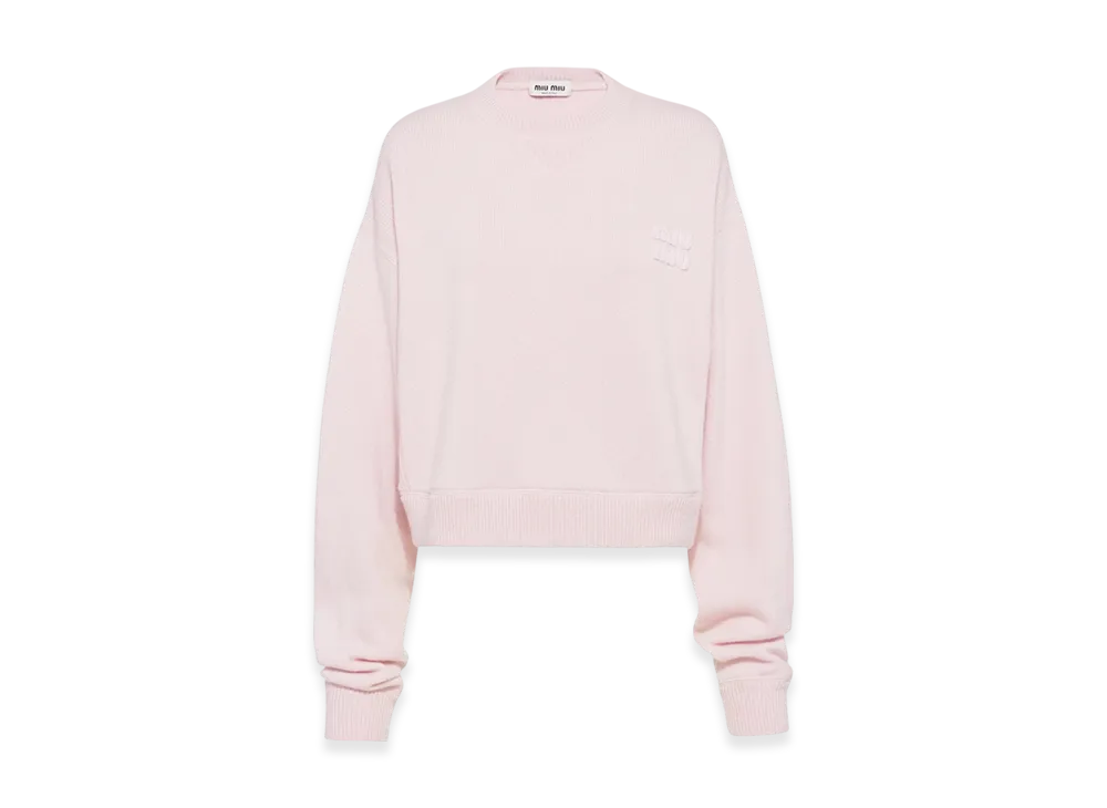 MIU MIU Women's Oversized Wool Cashmere Sweater "Alabaster Pink"
