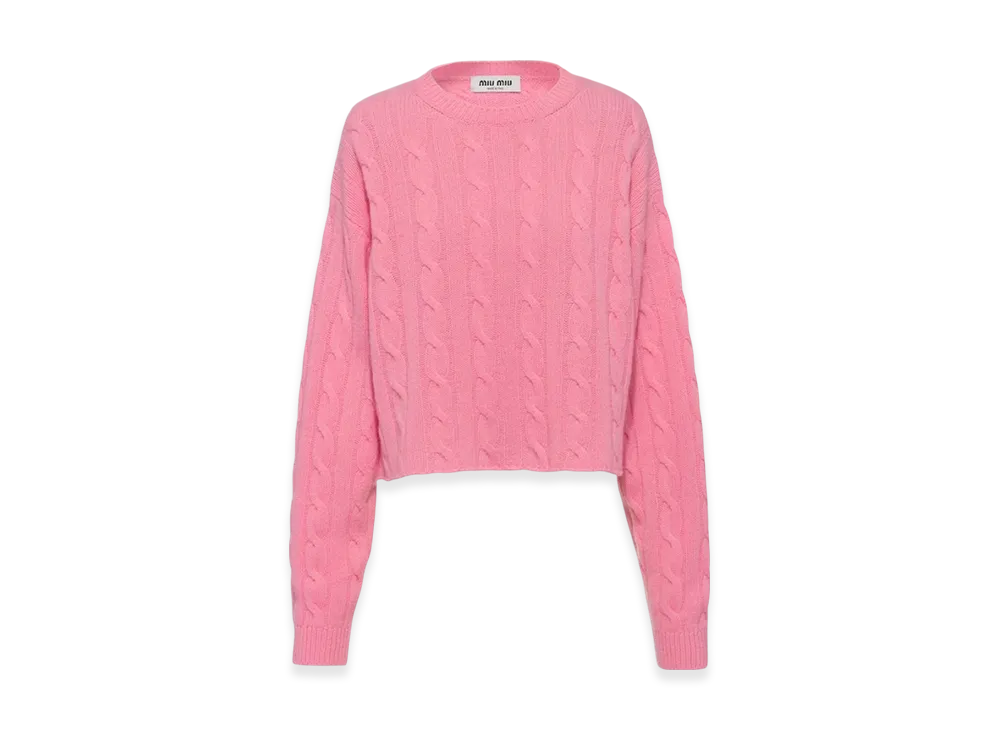 MIU MIU Women's Crewneck Cashmere Sweater "Pink"