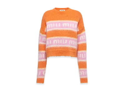 MIU MIU Women's Crewneck Mohair Sweater "Orange"