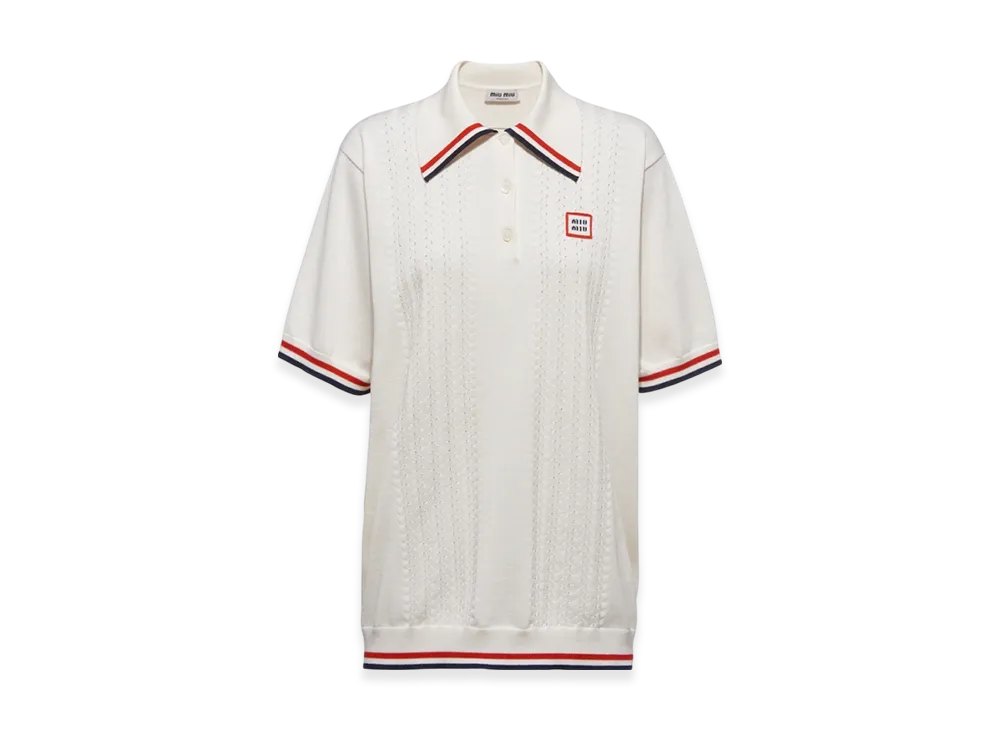 MIU MIU Women's Silk and Cotton Polo Shirt "White"