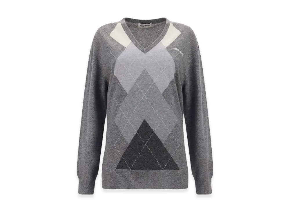MIU MIU Women's Intarsia Cashmere Knit "Grey"