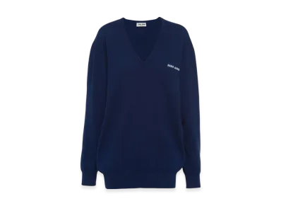 MIU MIU Women's Cashmere Logo Sweater "Cobalt Blue"