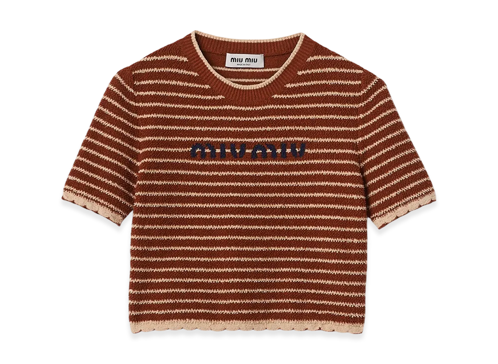 MIU MIU Cotton Boucle Sweater "Tobacco"