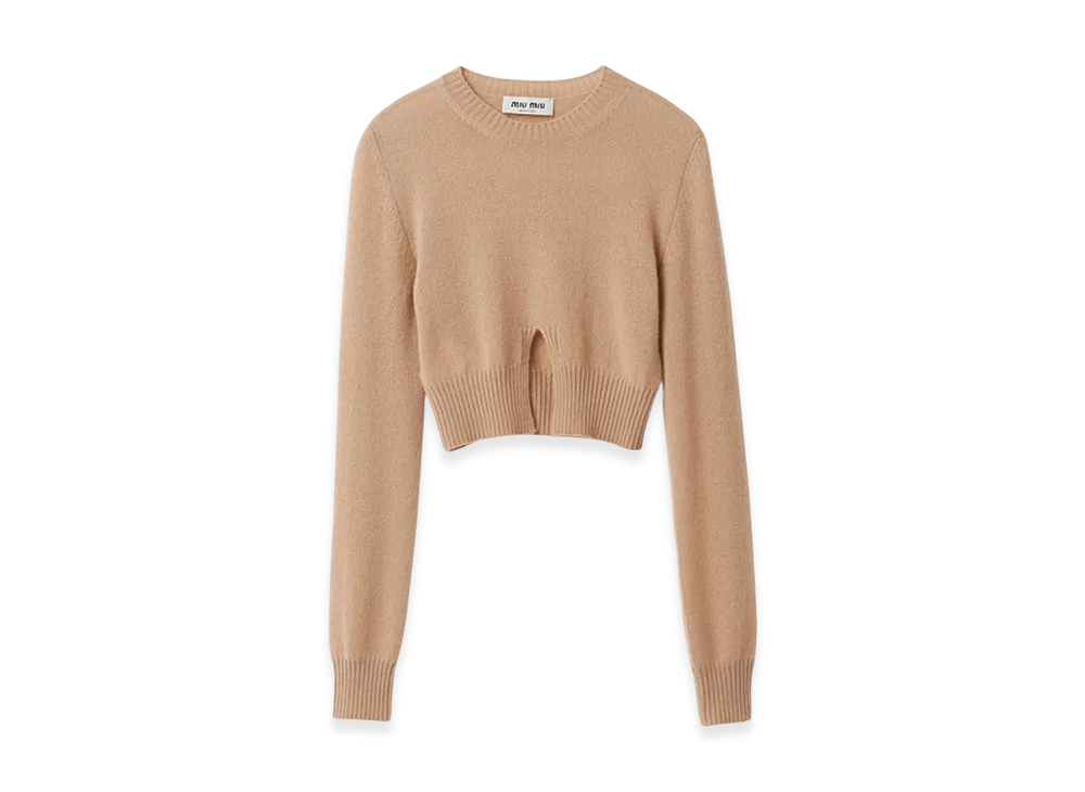 MIU MIU Women's Cashmere Crew Neck Sweater "Albino White"