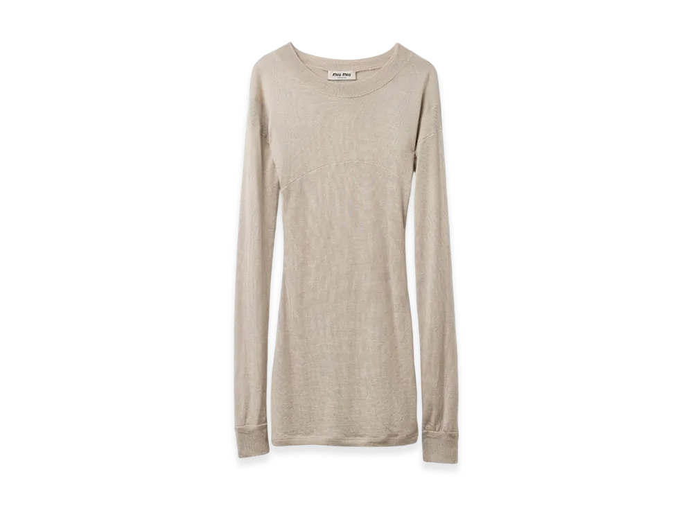 MIU MIU Women's Cashmere and Silk Sweater "Pumice Stone"