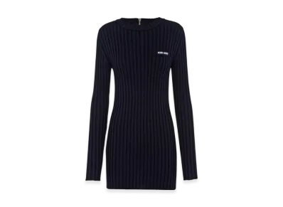 MIU MIU Women's Cotton Knit Mini Dress "Blue"